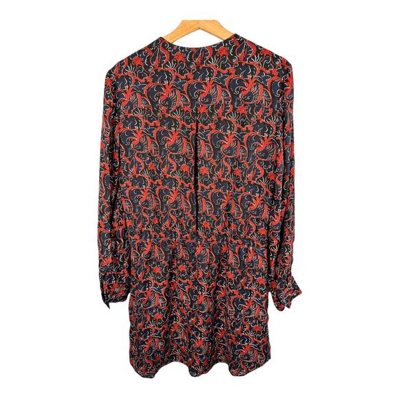 ALC Womens size 10 Sullivan Silk Mini Dress Elastic Waist Floral Long Sleeve - Picture 3 of 14